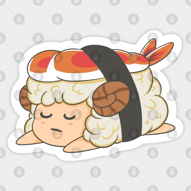 Lazy Sheep Sushi Sticker by Illustrasikuu